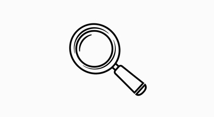 Simple black and white magnifying glass icon on white background.