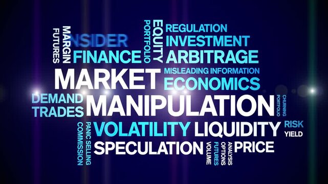 Market Manipulation animated word cloud-text design animation tag kinetic typography seamless loop.