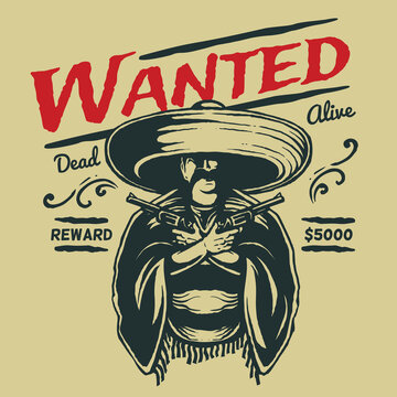 Wanted Poster - Wild West Outlaw and Retro Design