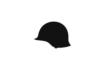 Fototapeta premium Military Helmet Silhouette: A minimalist monochrome depiction of a classic military helmet, representing protection and service.
