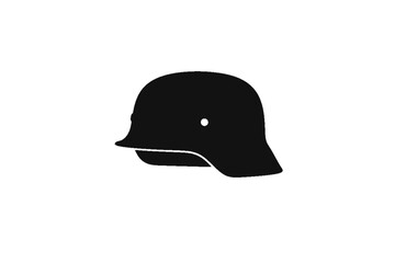 Fototapeta premium Silhouette of War Helmet: A stark, minimalist silhouette of a historical war helmet, evoking a sense of conflict and military history.