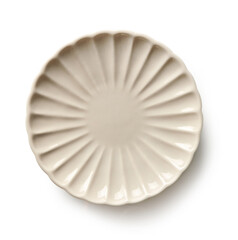 Beige Pastel Decorative Plate Isolated on White Background
