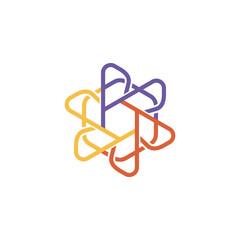 Modern Abstract Hexagonal Knot Logo with Interlocking Geometric Lines and Colorful Infinity Concept