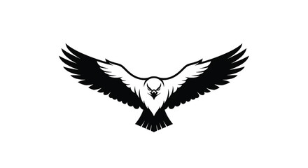Obraz premium Eagle black and white graphic with wings spread wide, symbolizing freedom and strength featuring bird, animal, wildlife with symbol and logo elements for emblem, illustration projects, clean