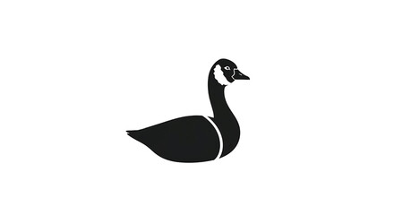 Goose icon with long neck and black silhouette profile featuring bird, simple, minimalist with animal and wildlife elements for waterbird, vector projects, clean composition on simple background