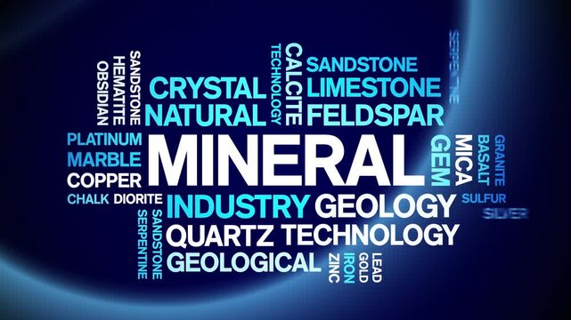 Mineral animated word cloud-text design animation tag kinetic typography seamless loop.
