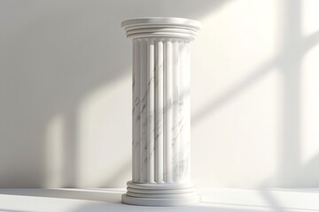 Naklejka premium Elegant White Marble Column with Classic Fluting in Soft Light