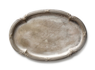 empty old metal silver plate