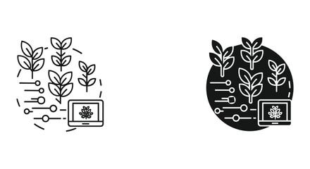 Digital Plant Growth Icons on Laptop Screens with Circuit Boards © SHAHRIYAR RASEL