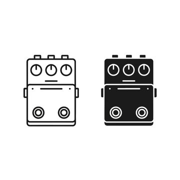 Two guitar effect pedals with dials and knobs Vector