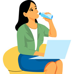 people drinking water Flat Illustration