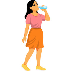 people drinking water Flat Illustration