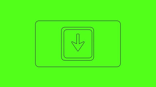 Universal Download Button Symbol Vector Line Art Icon Animation Green Screen