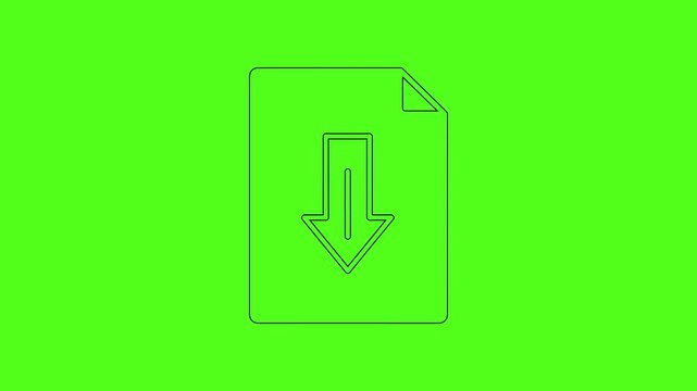 Minimal Line File Download Icon Animation on Green Background