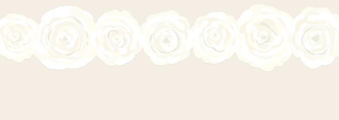 ベージュ地に白いバラの花のクラシカルなベクター背景イラスト