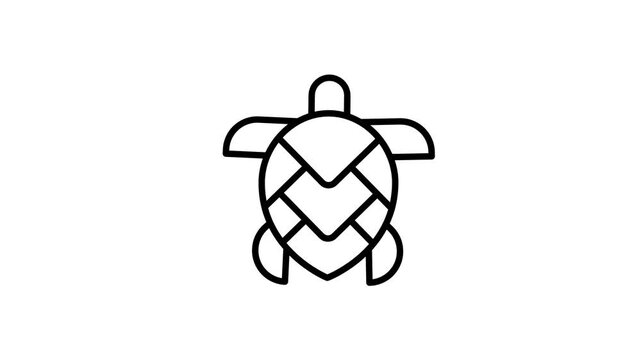 Animated swimming sea turtle icon isolated on white background