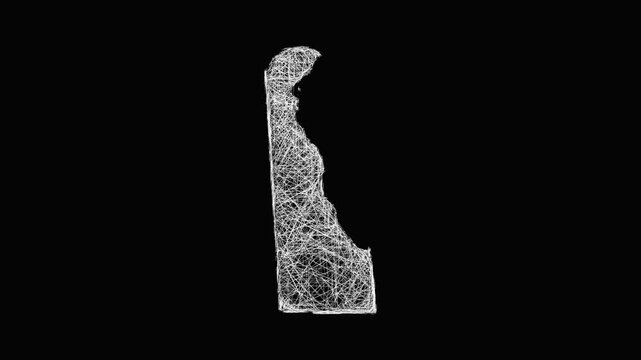 Sketch Delaware outline map animation - smooth progressive reveal