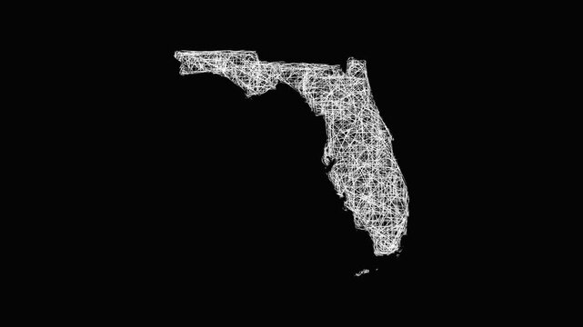 Sketch Florida outline map animation - smooth progressive reveal