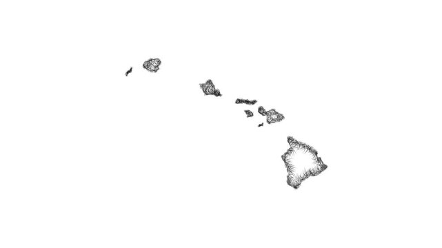 Sketch Hawaii outline map animation - smooth progressive reveal