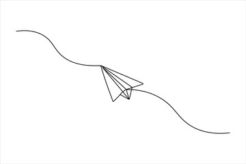 Obraz premium Minimalist origami-style paper plane drawn with a single continuous line, featuring added fold details for a sophisticated linear look.