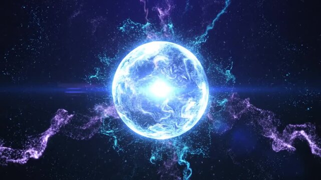 Electricity Energy Lightning Blue Globe.