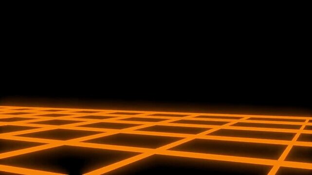 Retro orange Neon Grid Floor Background with 80s Synthwave Style Loop