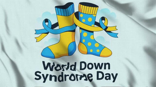 Featuring World Down Syndrome Day in a waving flag style, Great for opening videos, campaign videos, greetings