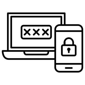 Multi Factor Authentication Outline Icon Illustration Vector