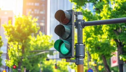 青色の信号機,街中