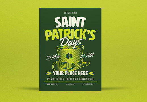 Green Flat Design Saint Patricks Flyer Set