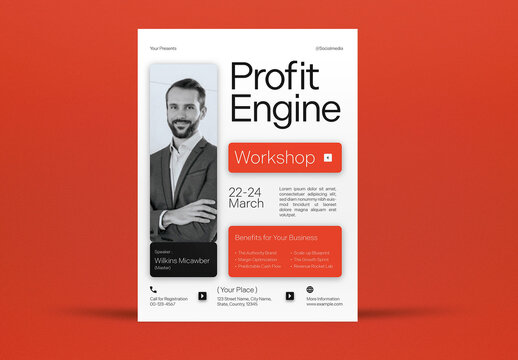 White And Orange Corporate Training Workshop Flyer Set