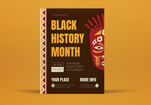 Beige And Brown Elemental Folk Black History Month Flyer Set