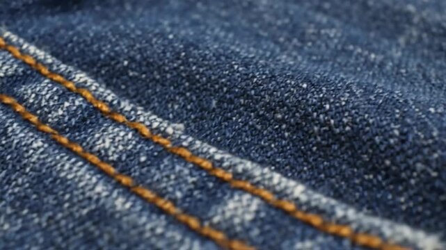 Detailed macro shot revealing the intricate texture of blue denim fabric