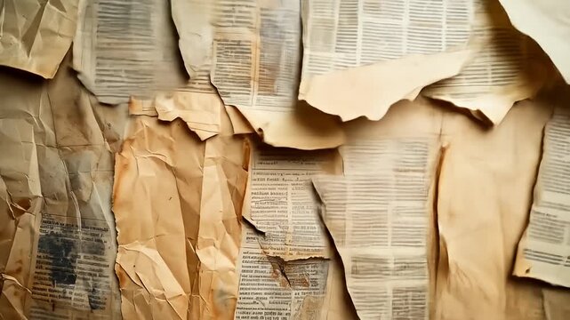 Torn Newspaper Texture Background - Vintage Paper Collage and Design.