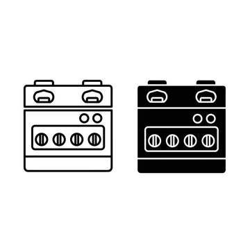 Black and white illustration of two stoves Vector