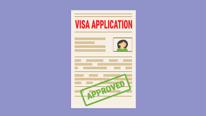 Obraz premium Visa application form approved. Application visa . Document for travel. Travel approval. Immigration visa 