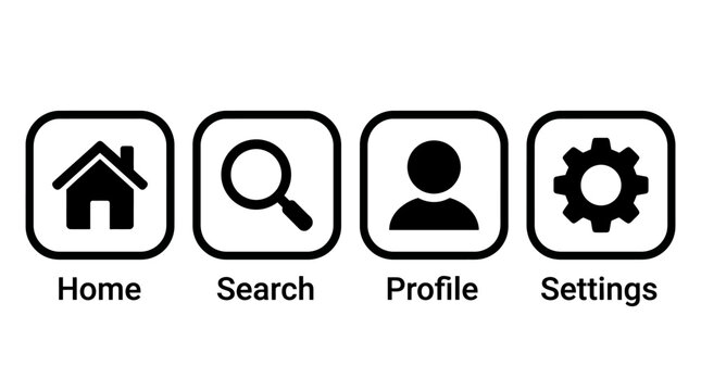 User Interface Icons for Navigation and Settings in a Simple Design
