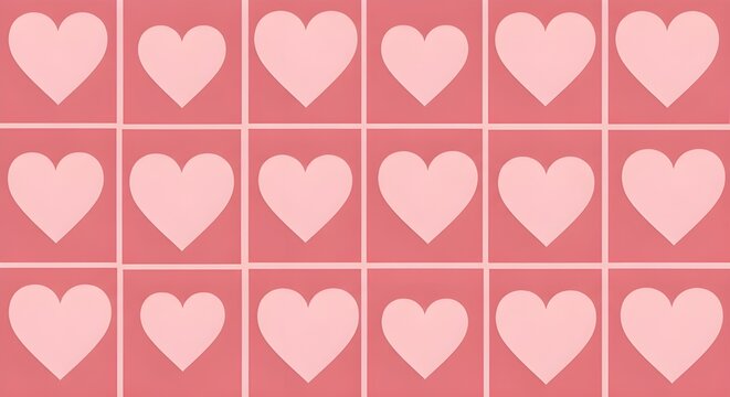 vector illustration of hearts in squares. pattern of hearts