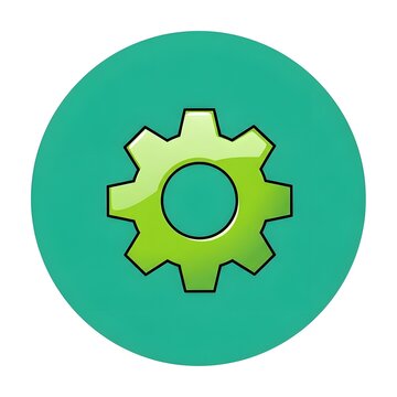 shiny green settings icon vector illustration with white background