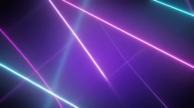 Abstract Neon Light Streaks on Purple Background.