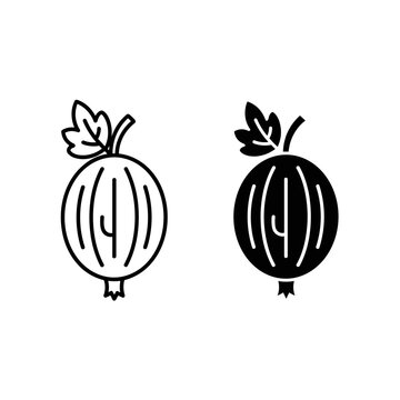 A black and white illustration of two melons Vector