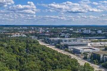 Die fränkische Metrolpole Nürnberg von oben - Messegelände, Volkspark, Zeppelinfeld © ARochau