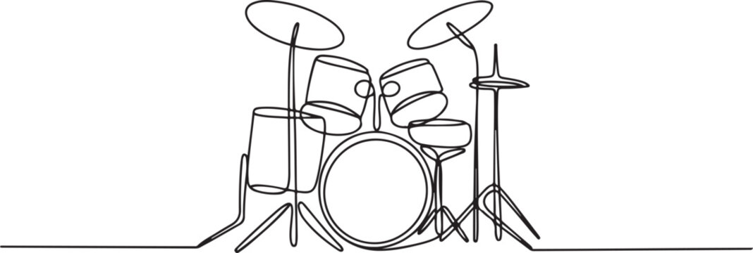 Continuous one line drawing of a drums.one line icon illustration with white background