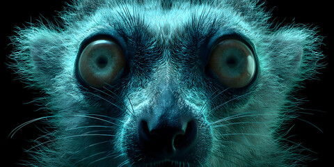 Fototapeta premium Holographic style close-up of Lemur