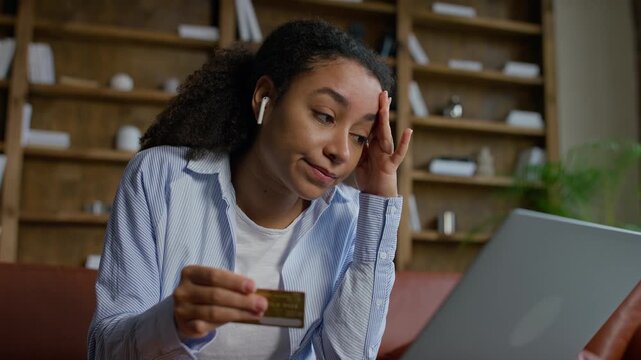 Worried Woman Facing Loan Problem Online