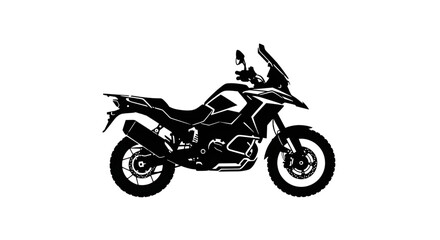Fototapeta premium Modern adventure touring motorcycle silhouette with windshield and rugged tires