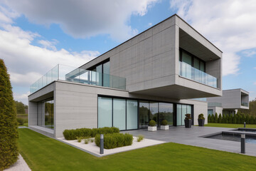 Ultra Modern Cube House with Concrete and Glass Facade