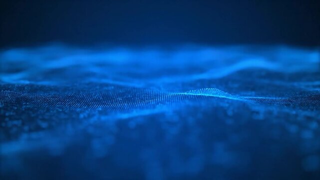 Abstract digital wave pattern with glowing blue particles