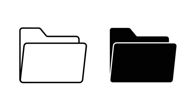 A black and white icon of two file folders Vector