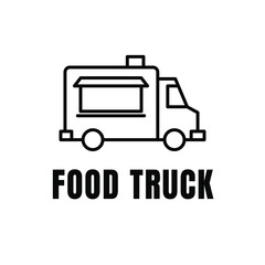 Food Truck Icon Vector Line Art Illustration for Mobile Catering and Street Food Business